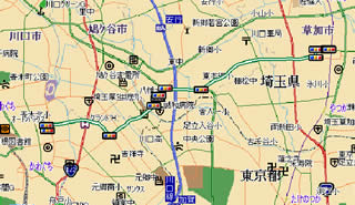 図3 川口税務署から草加駅までのルート探索を行い、結果を印刷。ルート全体図と交差点拡大図の両方が印刷される。