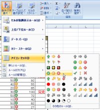 図表5 「数量達成(%)」欄に「アイコンセット」を設定中