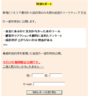 図表4 潜在顧客をリスト化するため、氏名とメールアドレスを取得する