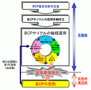 図2・BCP策定・運用、緊急時の発動についての全体像